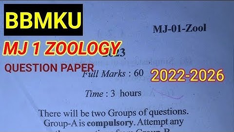 BBMKU MJ 1 ZOOLOGY QUESTION PAPER 2022-2026 #bbmku #bsczoology #vbu @ZOOLOGYNOTES