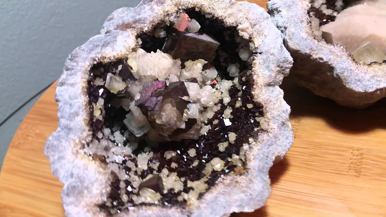 A top of the line iridescent brown calcite geode from Clark Co., MO ...