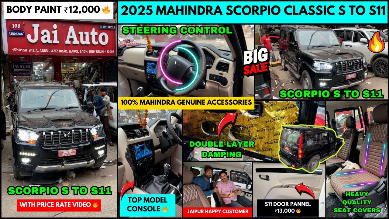 Mahindra Scorpio classic s to s11 ✅ body paint ₹12,000Rs ✅ karol bagh car modification 🔥 