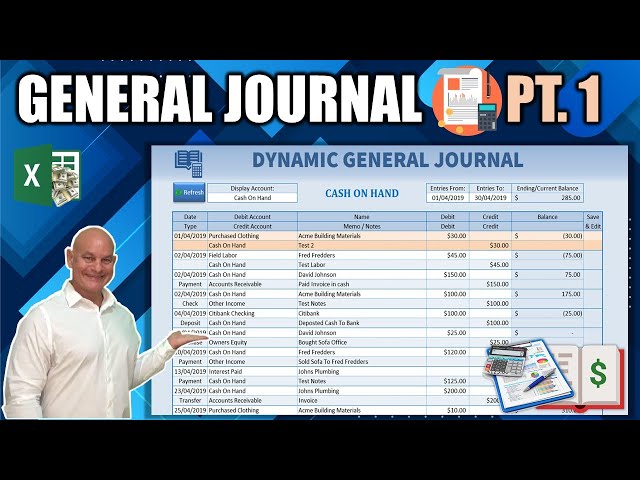General Journal Entries Template Excel