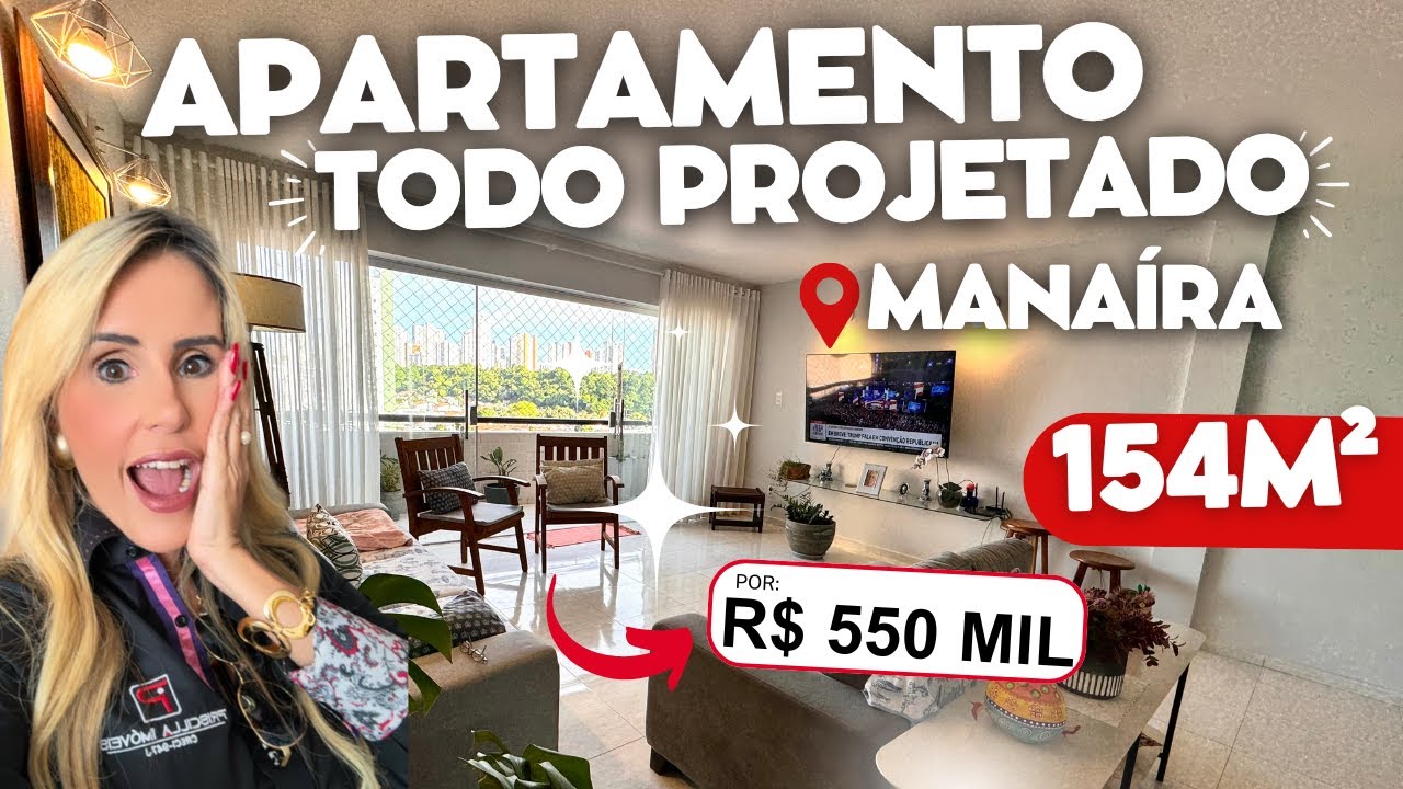 Apartamento de 154m² TODO PROJETADO em Manaíra | 3 quartos (1 suíte) | R$ 550 MIL