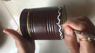 best out of waste | recycle tin planters | reuse tins | garden decor | easy craft using warli art