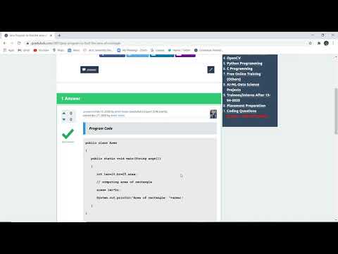 Java Program to find the area of rectangle |  Java exercise