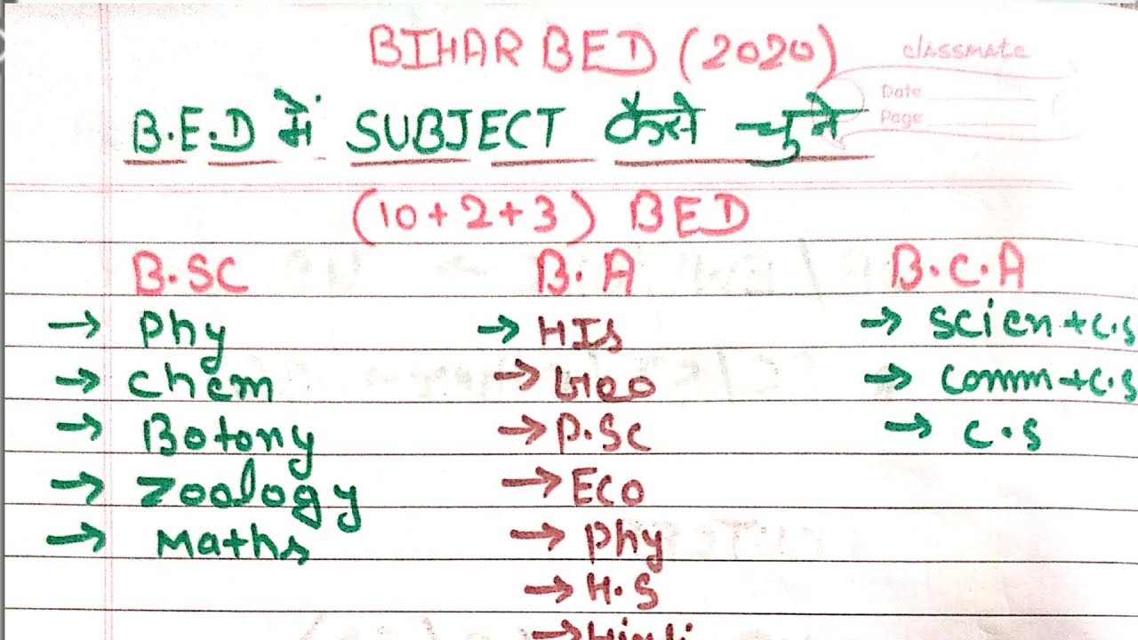 Bihar BED How to choose subjectsSubject kaise चुनेBest Bed Choice