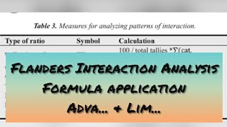 Flanders Interaction Analysis.... Formula application