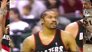 Celebrity Rasheed Wallace vs Tim Duncan ！NBA PO WCF 1999.5.29 Portland Trail Blazers at San Antonio Spurs G1 Wealth