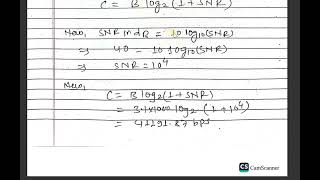 Numerical 10: Compute the maximum bit rate for a channel having Bandwidth of 3.1KHz and the SNR of