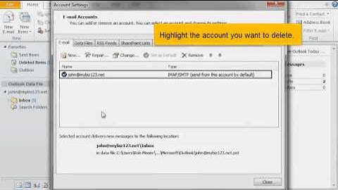 How to delete an email account in Outlook 2010