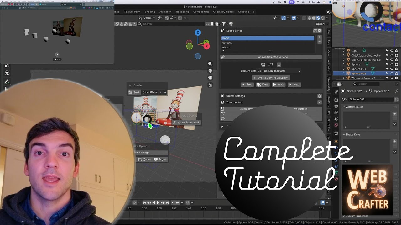 WebCrafter.ai Full Tutorial: The Dreamweaver-like Drag-and-Drop 3D Website Addon for Blender