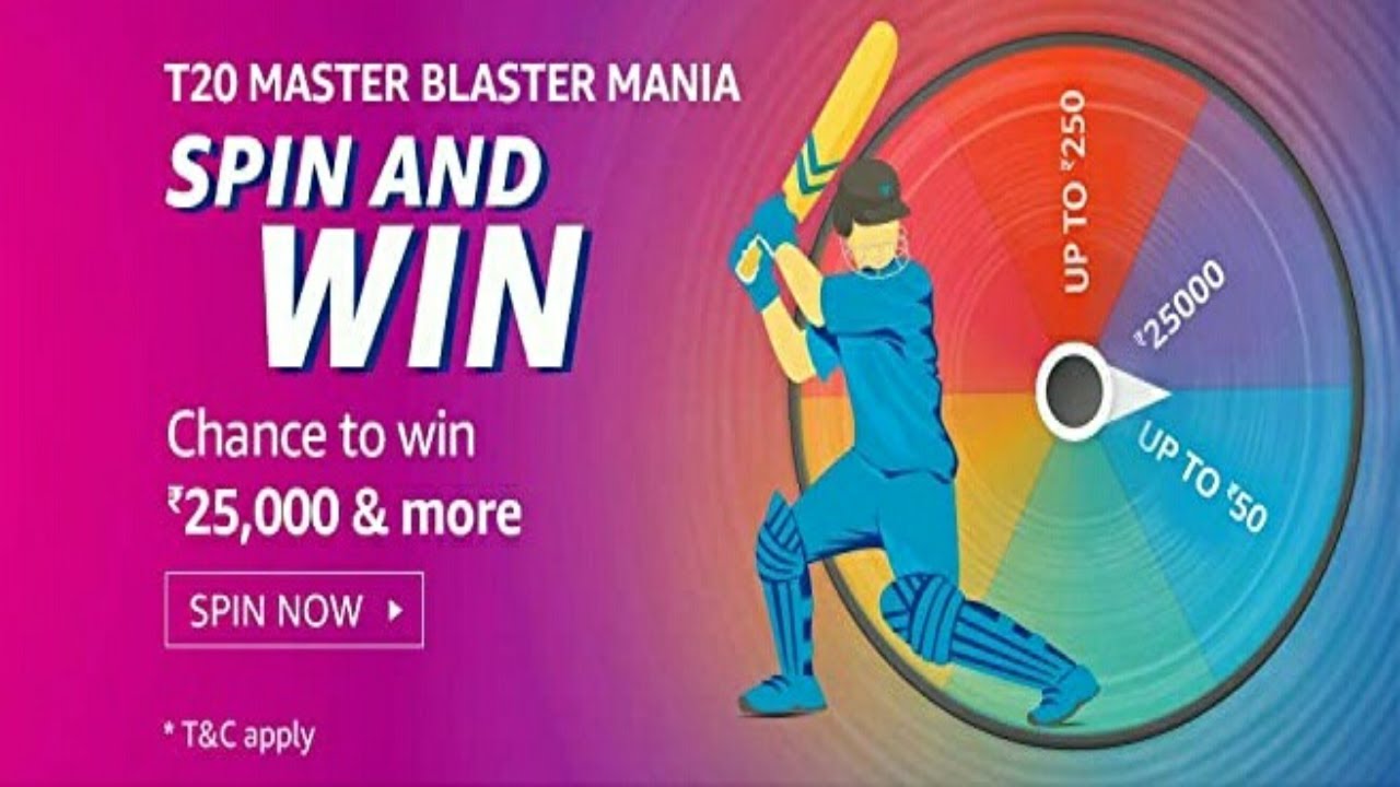Amazon T20 Master Blaster Mania Spin & Win Quiz Win – Rs.25000 | Amazon Quiz Today 19 Sep 2020