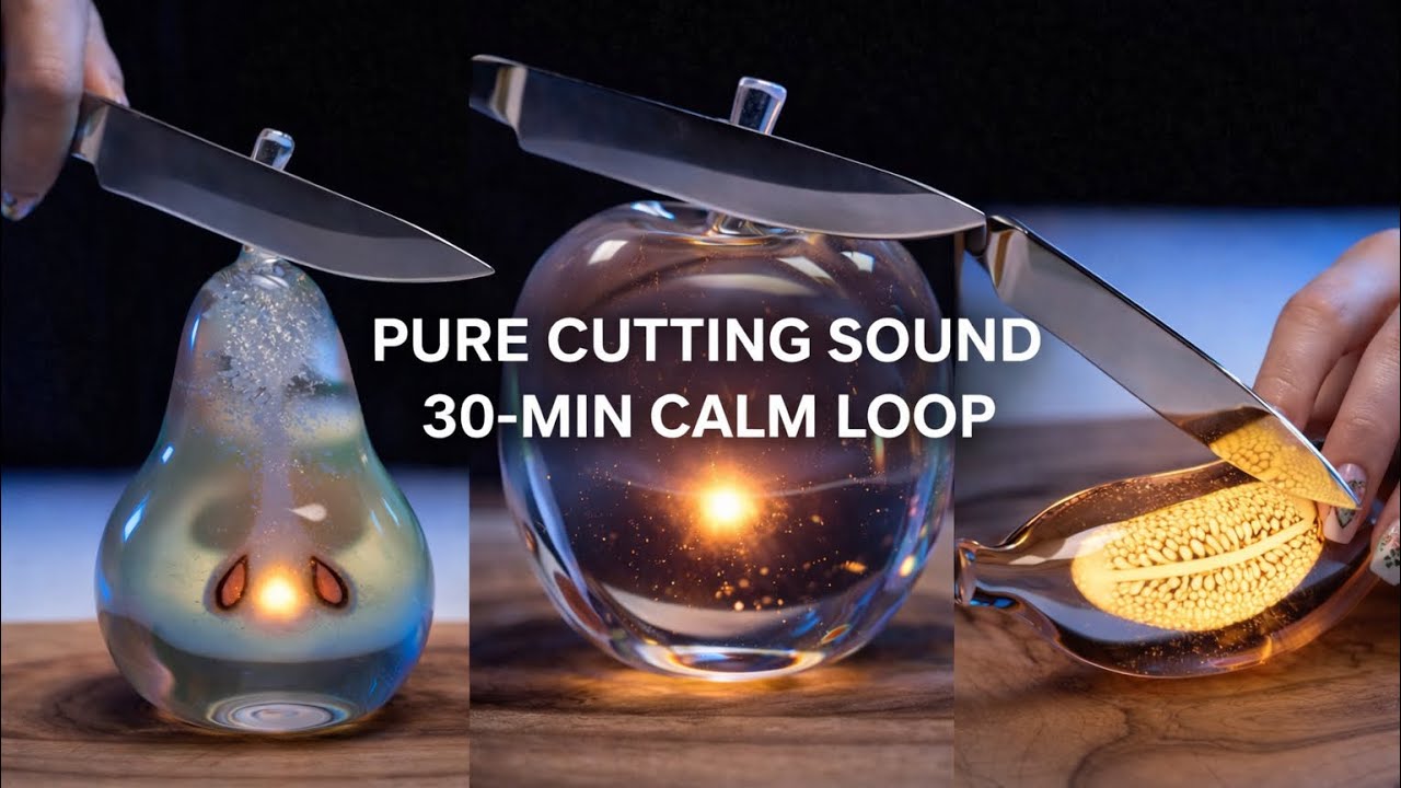 PURE CUTTING SOUND — Glass Fruits | 30-Min Calm Loop (No Music)