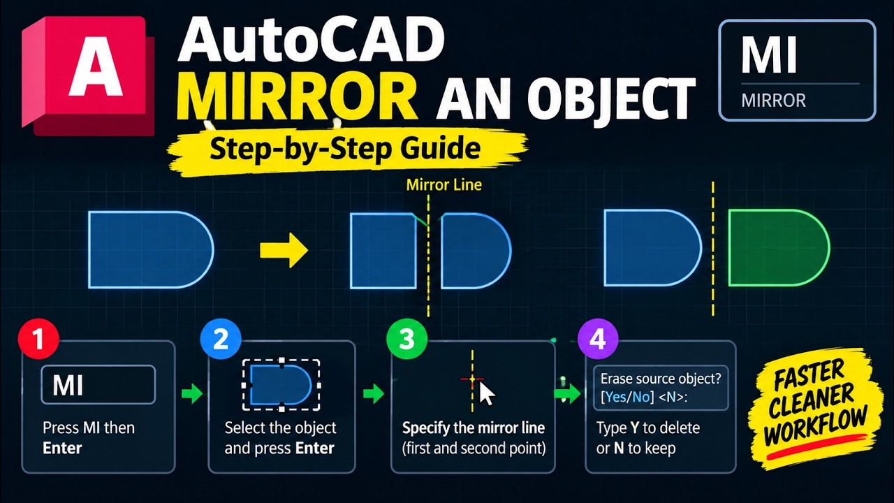 AutoCAD MIRROR Command (MI): How to Mirror Objects in AutoCAD 2026 (Updated October 2026)