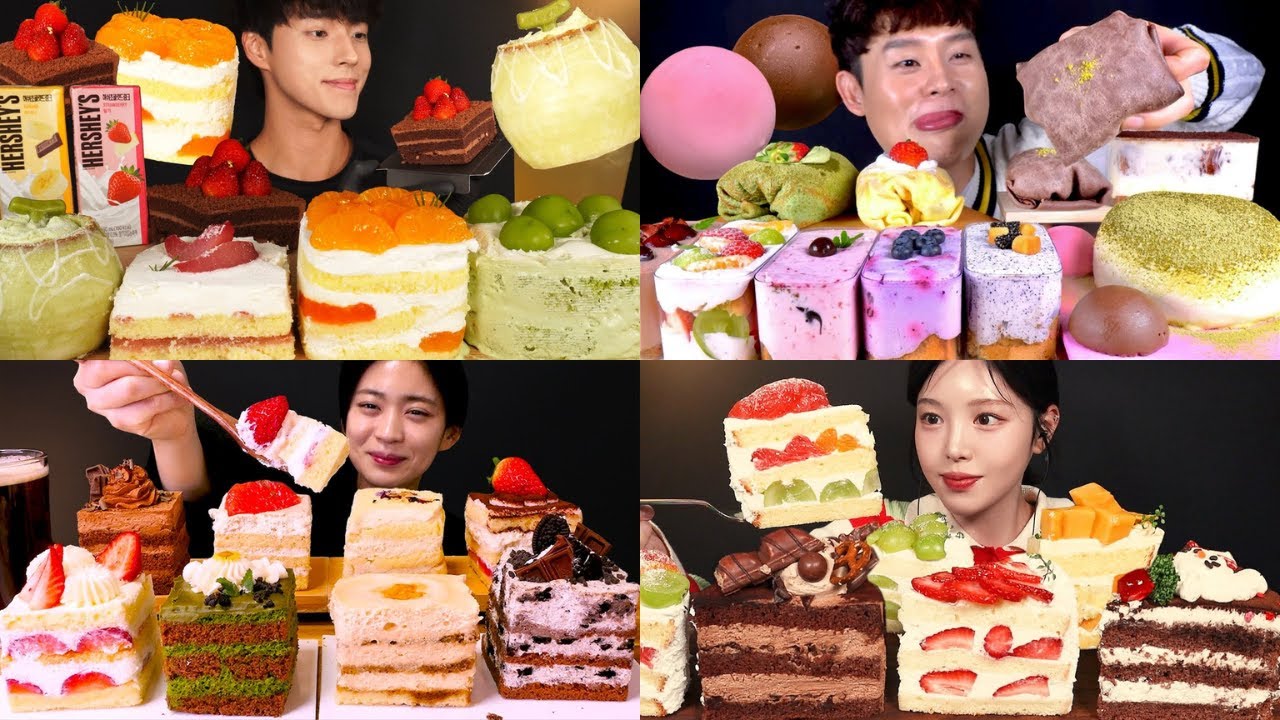 🍫ASMR Dessert Mukbang 😍 | Chocolate, Matcha, Strawberry & Oreo Cakes Eating Sounds