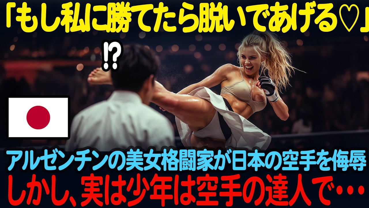 「日本の“カラテ”なんて、私のこの長い脚の餌食よｗ」 アルゼンチンのモデル兼格闘美女が、眼鏡をかけた大人しい日本拳法青年に股間スレスレの蹴りで挑発。しかし少年は空手の達人で、、【海外の反応】