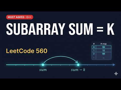Subarray Sum Equals K | LeetCode 560 | Prefix Sum + Hash Map in C++ | Most Asked Interview Question