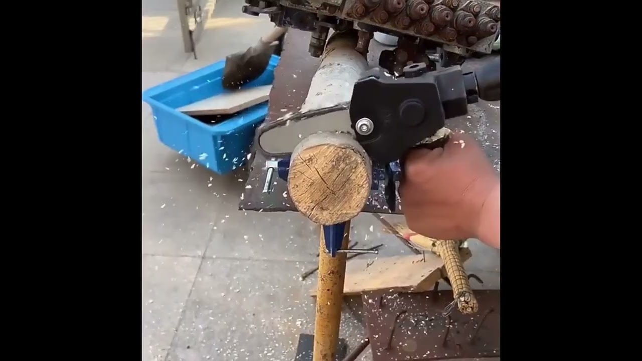 Electric Drill Modified To Electric Chainsaw Tool Attachment Electric Chainsaws