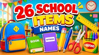 26 School Items Names for Kids | Learn Classroom Objects Vocabulary