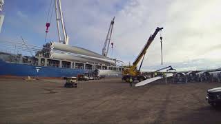 Industrial Skipper Unloading Wind Turbine Blades 06/18-19/2019