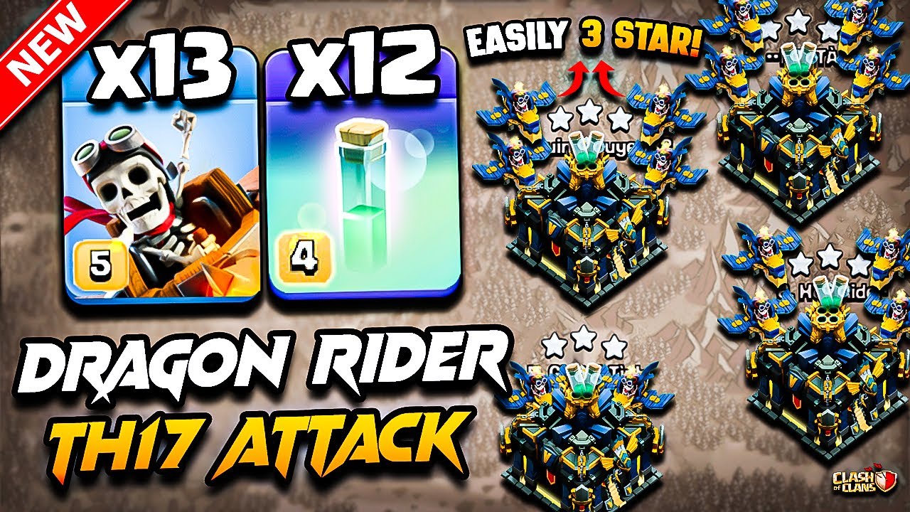 Th17 DRAGON RIDER Attack With RC CHARGE | Best TH17 Attack Strategy With Dragon Rider (Town Hall 17)