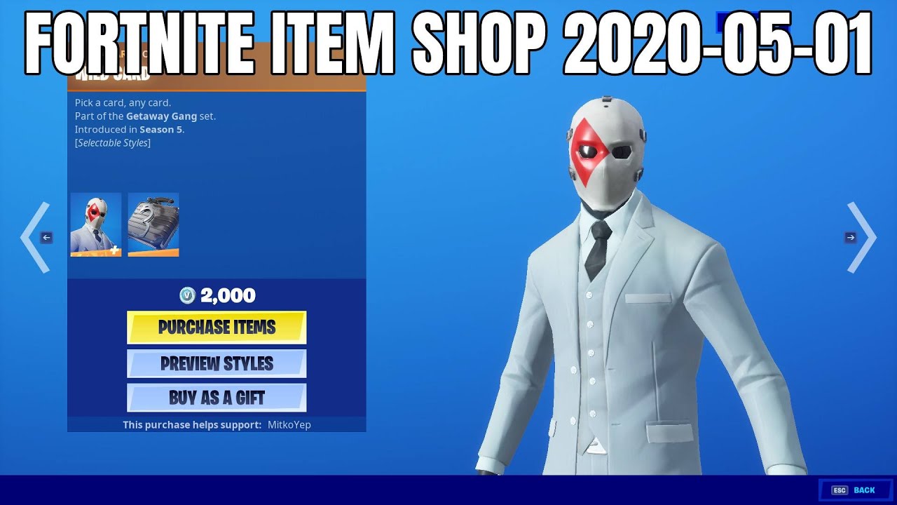 Wild Card skin set is back - Fortnite Item Shop (2020-05-01)