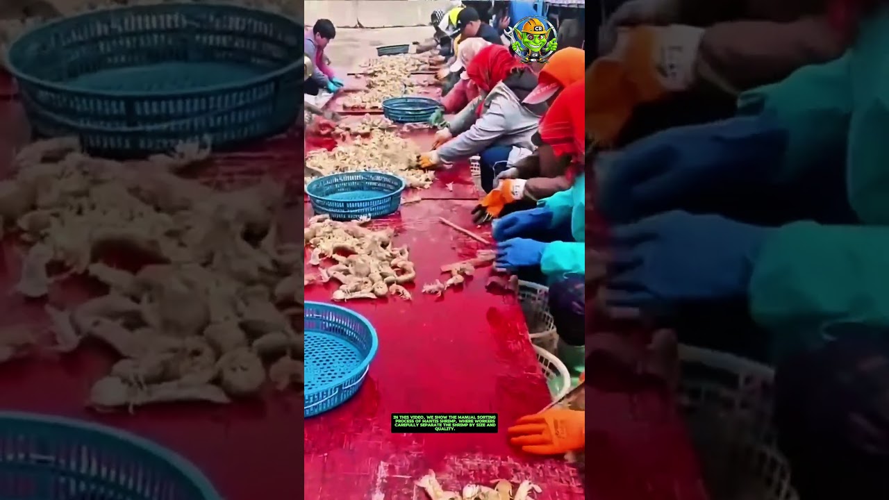 Mantis Shrimp Sorting Process — Skilled Handling and Efficiency