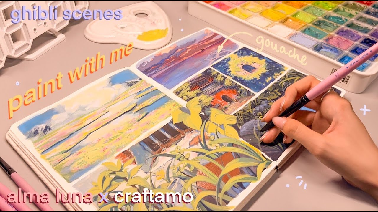 ✧° :.  painting studio ghibli scenes / with my own brushes ♡ *: .  w/ craftamo