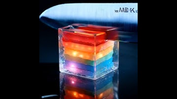 Satisfying Rainbow Cube Cut in Slow Motion 🔪🌈 #Shorts