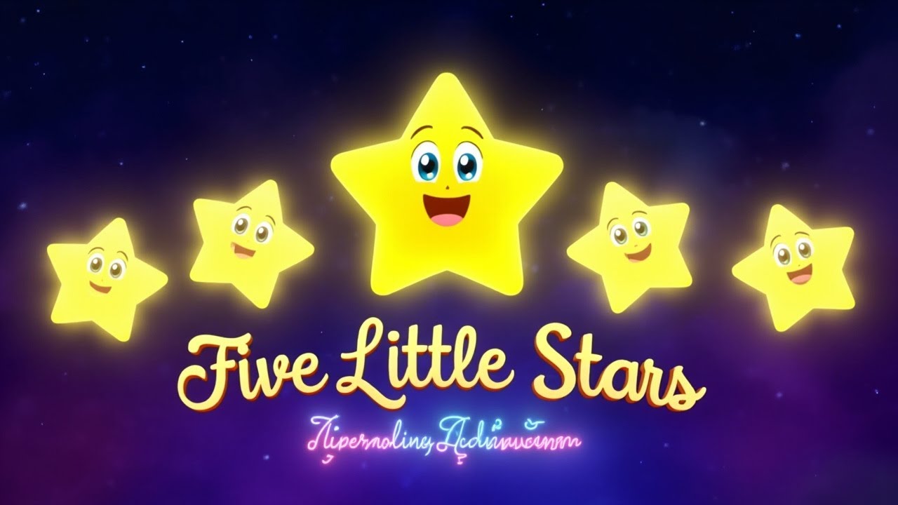 🌟 Five Little Stars Counting Song | Night Sky Nursery Rhyme | Toddler Music
