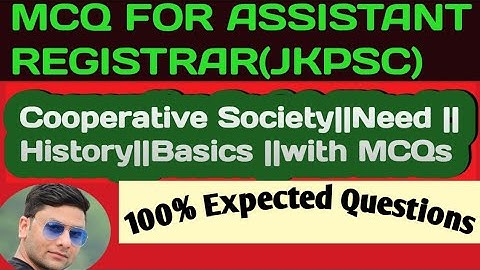Assistant Registrar Cooperative Society ||Lec 01 AR|| Syllabus of JKPSC Assistant Registrar ||