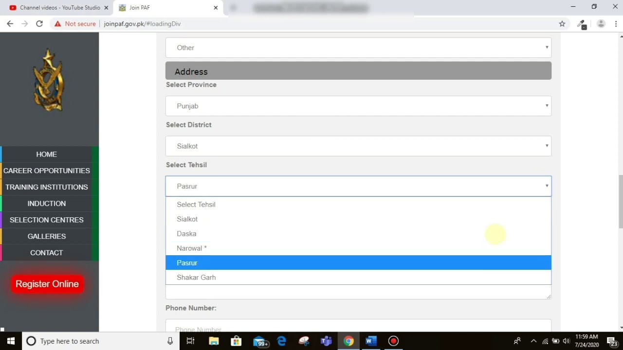 How To Apply PAF Online For Jobs 2020 ll Pakistan Airforce Online Registration 2020