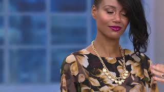 Susan Graver Liquid Knit Top with Printed Chiffon Overlay on QVC