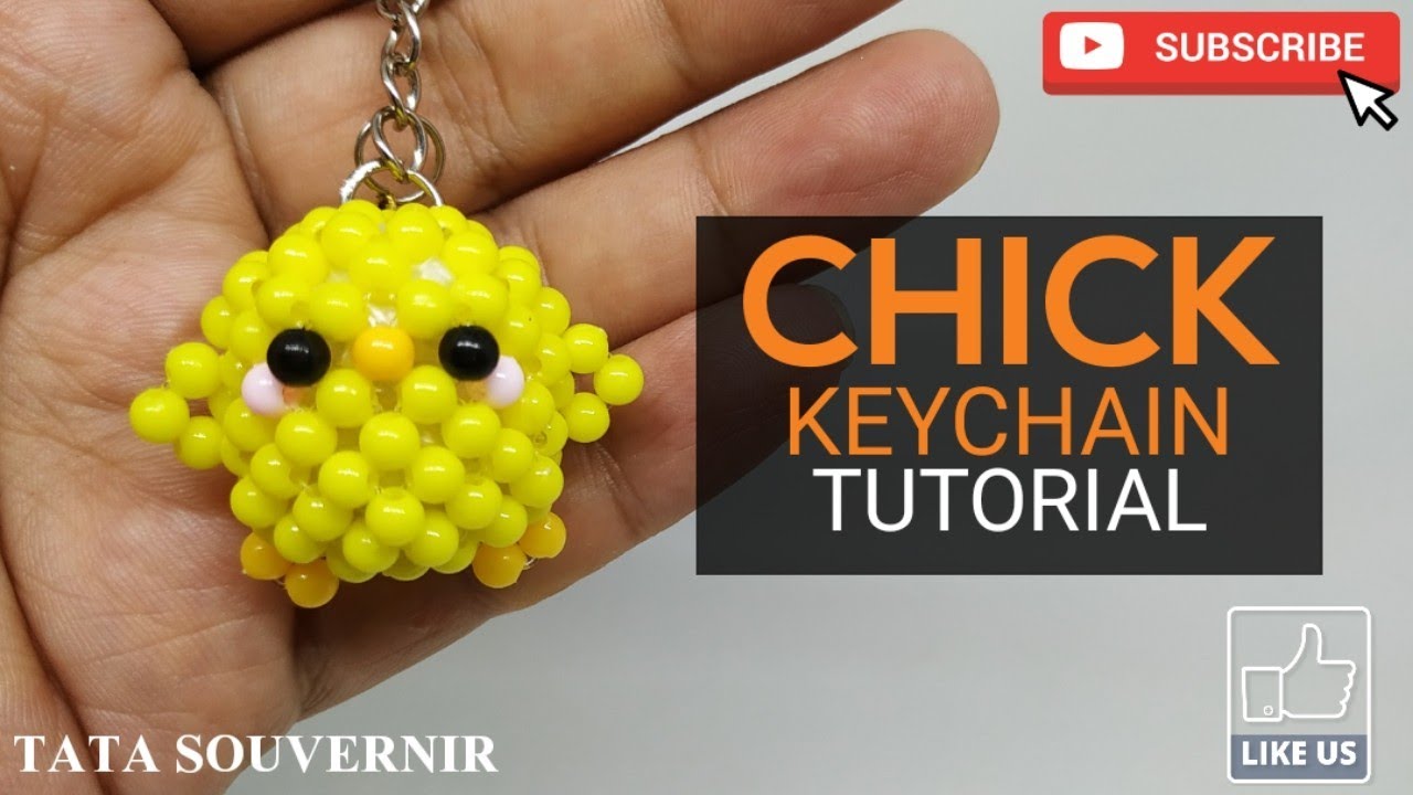 Chaveiro de Pintinhos de Miçangas Passo a Passo / DIY Chick Keychain / Kerajinan Manik
