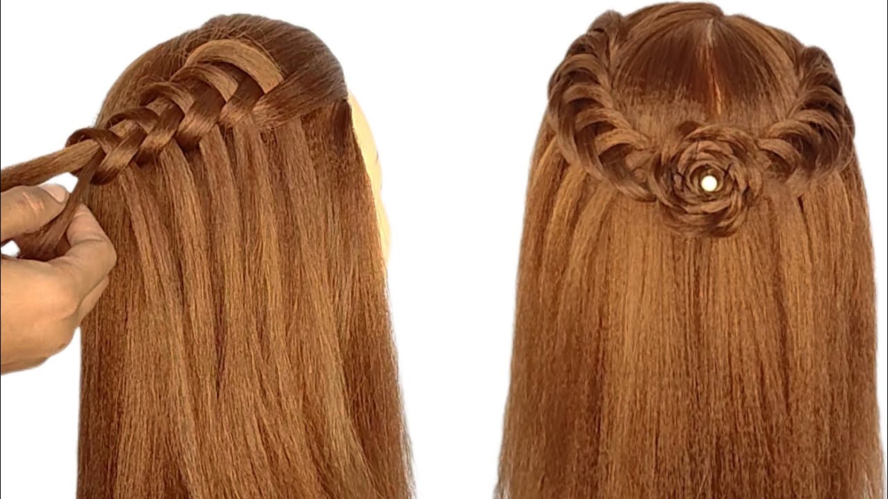 Easy Knot Waterfall Hairstyle for Open Hair | Simple & Beautiful Party Look