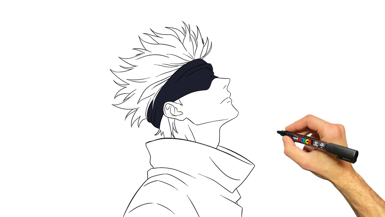 How to Draw Gojo Satoru Thinking | Easy Anime Drawing Tutorial