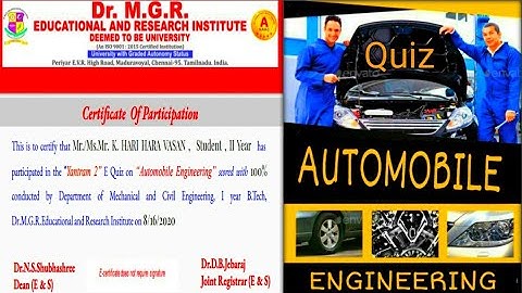National Level E-Quiz on "Automobile Engineering"