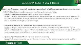 FOA Webinar - EXPRESS: 2023 Exploratory Research for Extreme-Scale Science