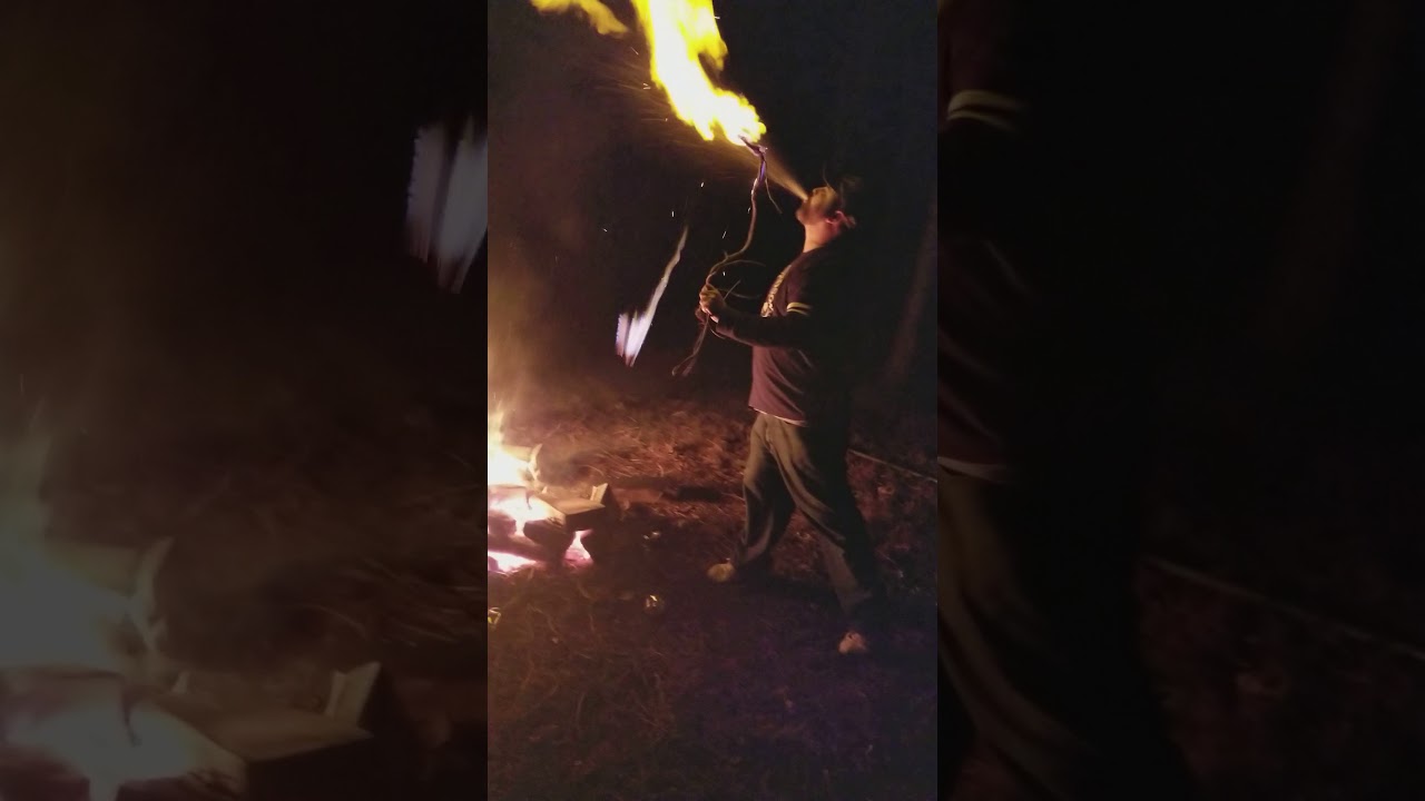 Spitting fire with 120 proof moonshine 