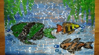 Eggshell Mosaic Art|| Fish, water and grass||