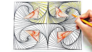 Famous Cool Spiral Drawing. Square & Triangle 3D pattern. Satisfying Relaxing line illusion Net Worth