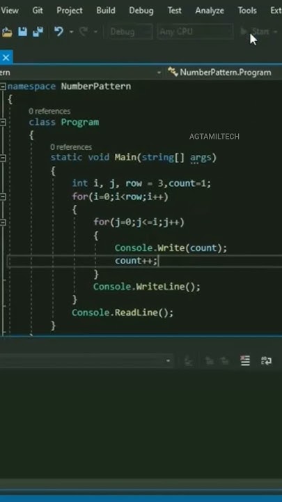 Number Pattern Programs in C# - YouTube