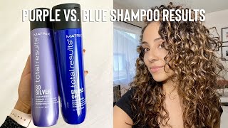 Purple vs. Blue Shampoo Results | Matrix Total Results | 2b-2c Curls/Waves