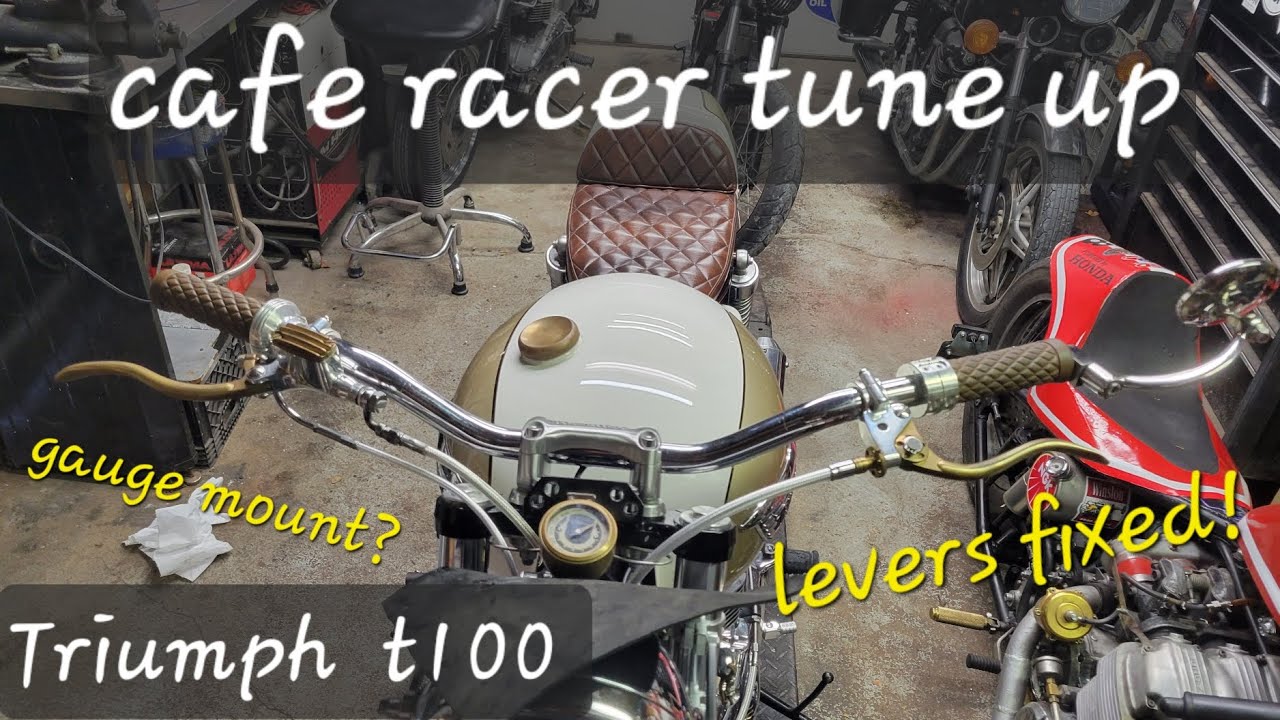 Cafe Racer Controls Bonneville Cafe Racer controls and Motogadget gauge mount repairs - YouTube