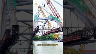 এই কাজ কিভাবে সম্ভব "আকাশে ঝুলছে পুরো ব্রিজ!দেখুন!" #shortvideo #bridgeconstruction #engineering