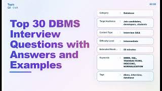 Top 30 DBMS Interview Questions & Answers (With Examples) — Echo With Coffee