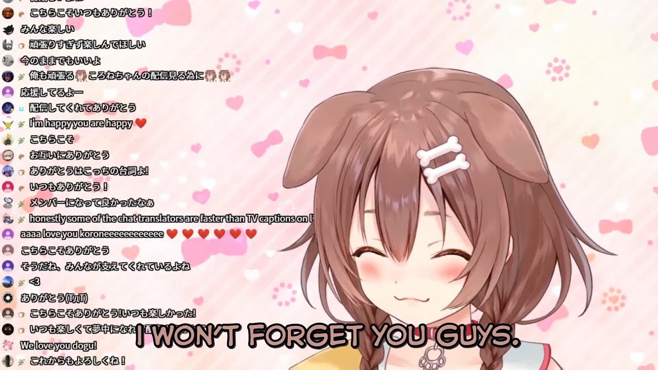 Korone Says Thank You to Translators and Her Viewers (Inugami Korone/Hololive) [ENG SUB]