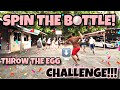 SPIN THE BOTTLE! THROW THE EGG CHALLENGE!