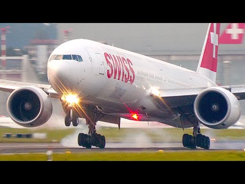STUNNING CLOSE-UP early morning LANDINGS - Zurich Airport Plane Spotting | 4K