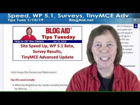 Site Speed Up, WordPress 5.1 Beta, Survey Results, TinyMCE Advanced Update - Tips Tuesday recap