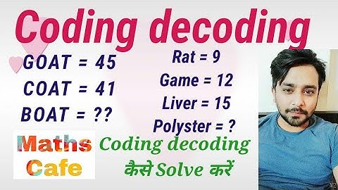 Reasoning: Coding decoding part 1| If goat = 45, coat = 41, then boat = ?