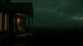 soft rain and deep rolling thunder | rustic cottage at nigh moorland or field